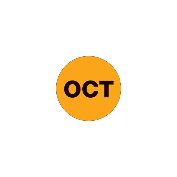 Bubblefast 2'' Circle - ''OCT'' Fluorescent Orange Months of the Year Labels BFDL6746 - main