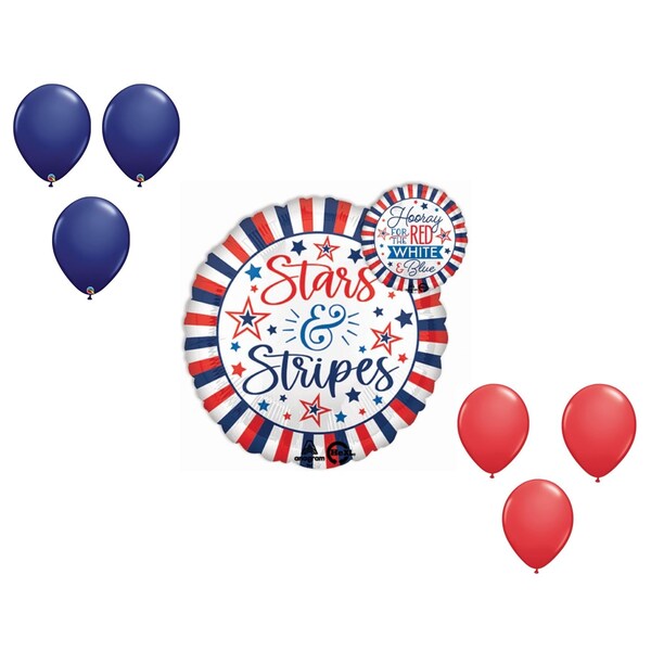 Loonballoon USA Hooray Stars & Stripes Balloon Shape Set 6x latex LB-88000 - main