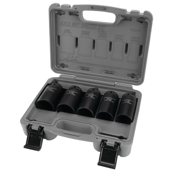 Performance Tool 5 pc. Axle Nut Socket Set, Chrome Moly, 30-39mm, Storage Case W89316 - main