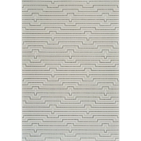 Homeroots 6' X 9' Cream and Beige Geometric Distressed Indoor Outdoor Area Rug 558790 - main