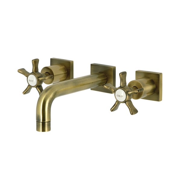 Kingston Brass Double-Handle Wall Mount Bathroom Faucet, Antique Brass KS6123NX - main