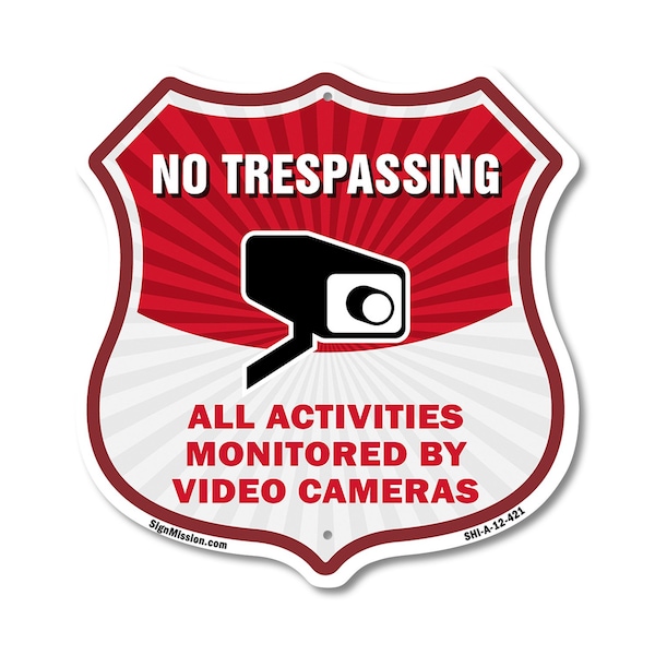 Signmission No Trespassing Shield Sign All Activitie, 12 Inch X 12 Inch, Aluminum Metal Sign SHI-A-12-421 - main