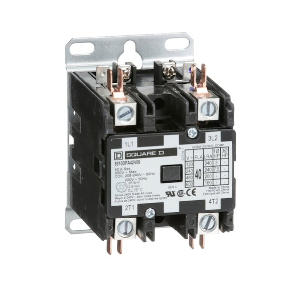 Square D Definite Purpose Magnetic Contactor, 220/208-240V AC, 3P, 75A 8910DPA42V09 - main