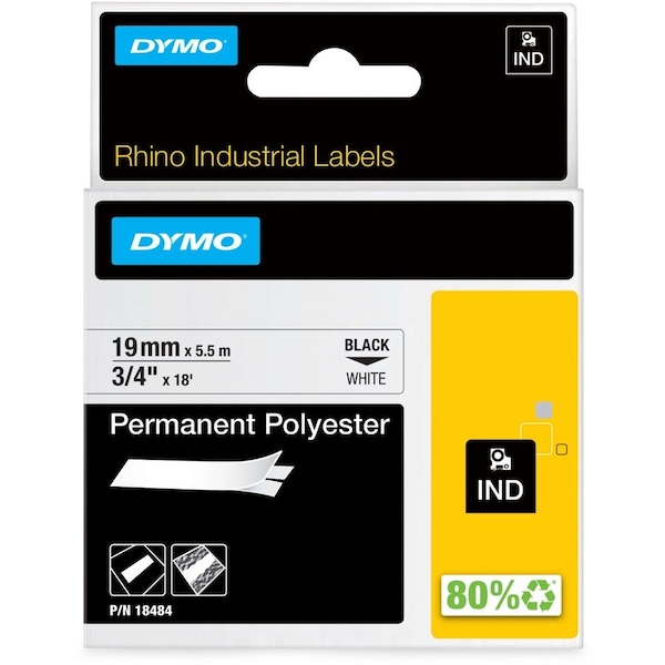 Dymo Permanent Polyester Labels, White DYM18484 - main