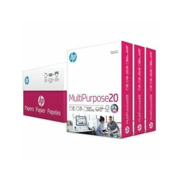 Hewletpcco HP, MULTIPURPOSE20 PAPER, 96 BRIGHT, 20LB, 8.5 X 11, WHITE, 3PK 112530 - main