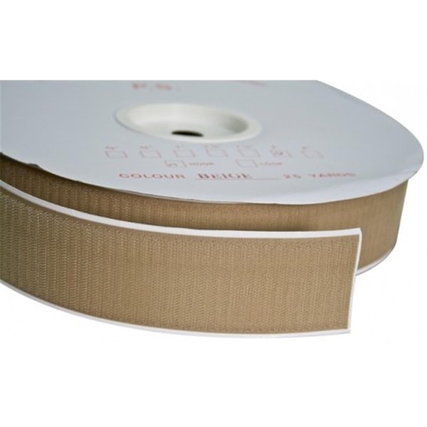 Fabrication Enterprises 2 in. Fabric Hook and Eye Self-Adhesive Hook, 25 yards Dispenser Box, Tan FA129407 - main