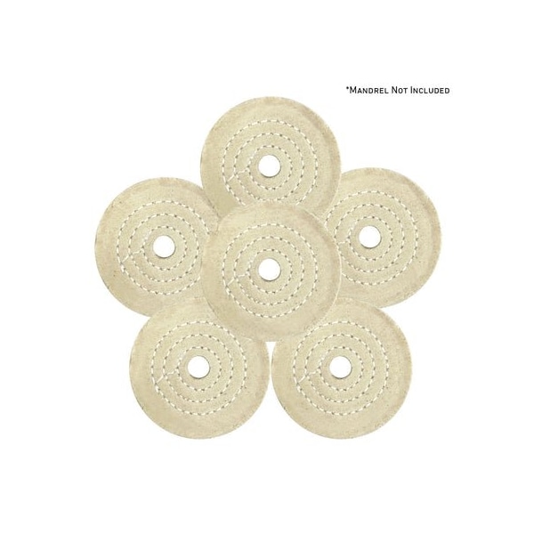 Renegade Products Usa Mini Buffing Wheels, 1/2" Arbor Hole, UBM Mini Buff Pack, 20-Ply, 1/4" Thick, 3 Inch, 6PK FCV3X20P60UBM-1/2AH-6PK - main