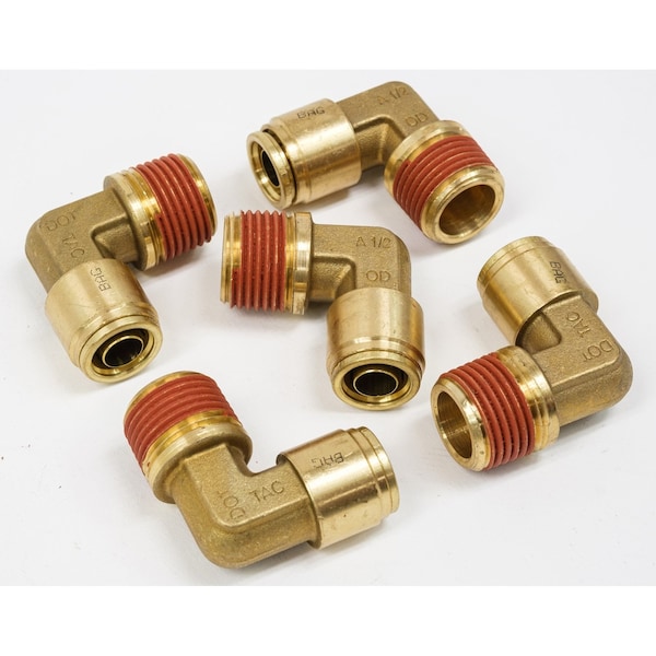 Mytee Products DOT Brass Push to Connect Fitting Elbow 1/2 in Tube ODx1/2 in NPT Air Line Male MP-ABF-ELBOW1212 - main