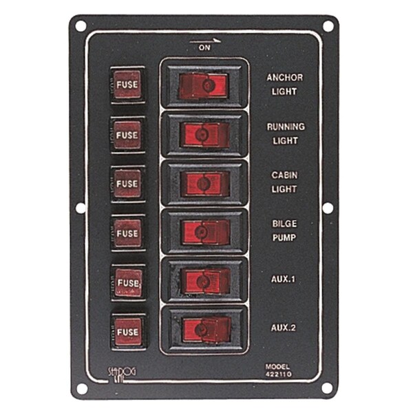 Sea-Dog 4221101 37A 12V Aluminum Vertical Switch Panel 3004.4229 - main