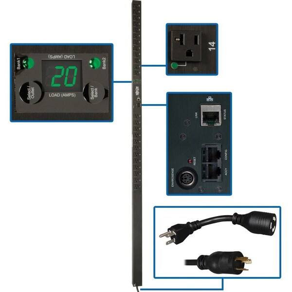 Tripp Lite PDU, Switched, 5-15R, 5-20P, L5-20P, 10 ft. PDUMVR20NET - main