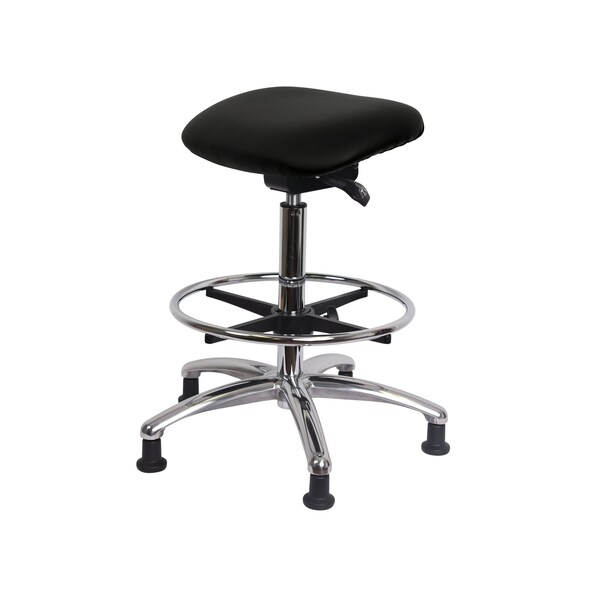 Blue Ridge Ergonomics CL100CleanRoom Sit-Stand-Standing Ht with Chrome Foot Ring Stat Glides in Carbon Supernova Vinyl CLR-VSTSS-CR-CF-RG-8823 - main
