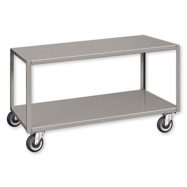 Pucel Mobile Table, Two-Shelf, 60 in W x 30 in H x 24 in D, Gray MT-2460-2S - main