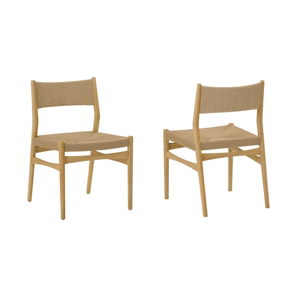 Armen Living Erie Woven Paper Cord and Oak Wood Dining Chairs - Set of 2 LCERSINAT - main