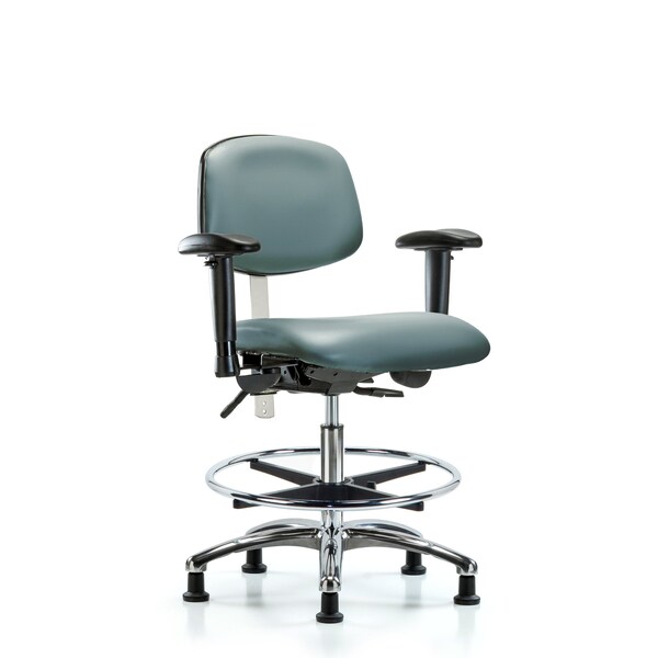 Blue Ridge Ergonomics Vinyl Clean Room Chair, Adjustable Arms BR-NCR-VMBCH-CR-T1-A1-CF-RG-8822 - main