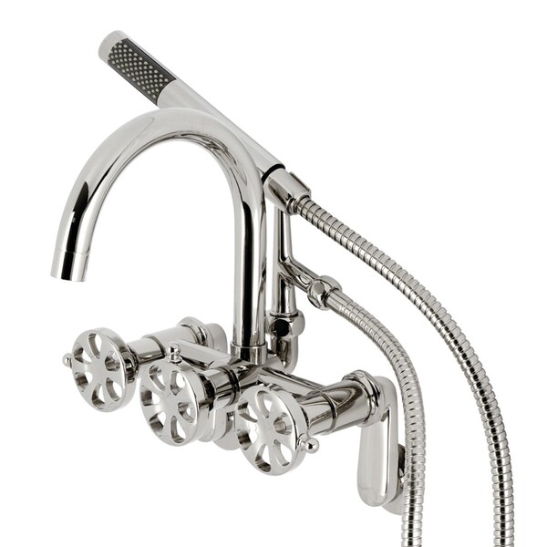 Kingston Brass 7-Inch Adjustable Wall Mount Clawfoot Tub Faucet, Polished Nickel AE8156RX - main