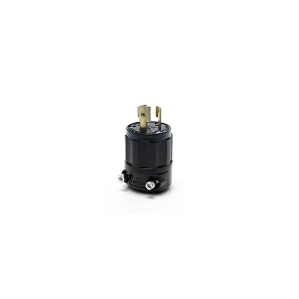 Leviton Locking Plug, L5-15P, 15 A, 125V AC, Single Phase, 2 Pole, Screw Terminals, Black 4720-CB - main