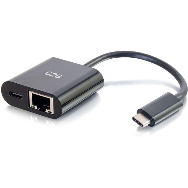 C2G USB-C TO ETHERNET ADAPTER WITH POWER DELIVERY - BLACK 29749 - main