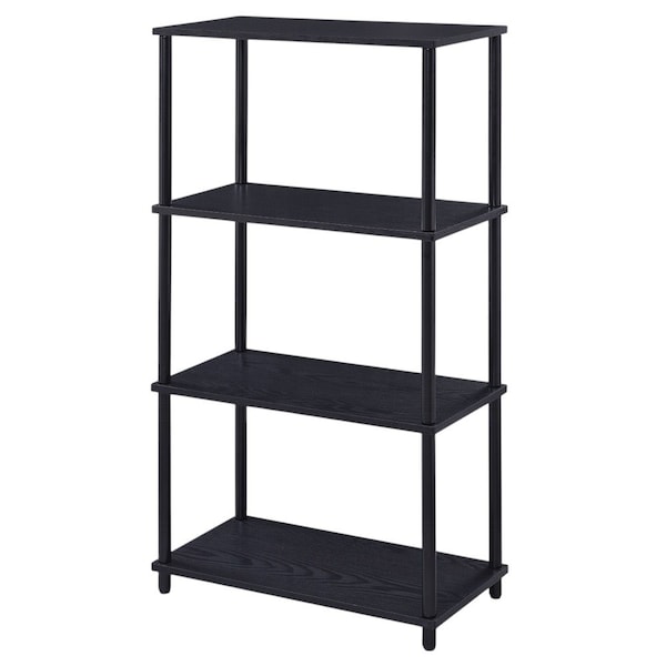 Homeroots 44" Black Metal and Wood Four Tier Etagere Bookcase 486302 - main