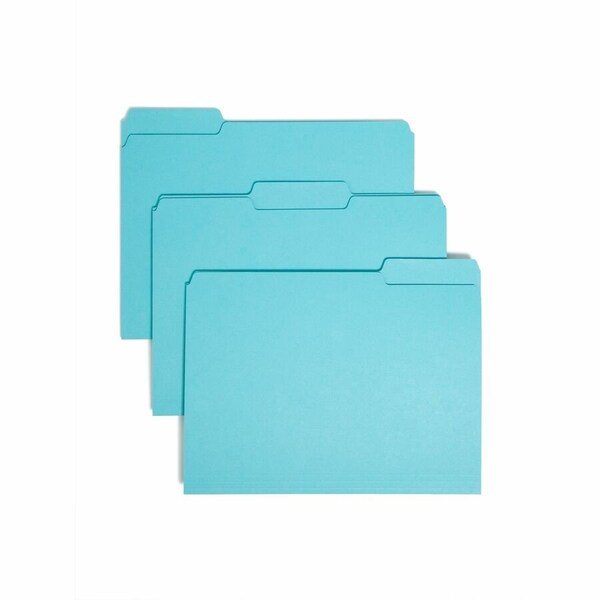 Smead INTERIOR FILE FOLDERS, 1/3-CUT TABS, LETTER SIZE, AQUA, 100PK 10235 - main