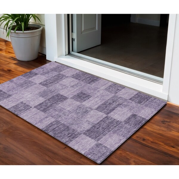 Homeroots 3' X 5' Purple And Lavender Geometric Washable Indoor Outdoor Area Rug 604887 - main