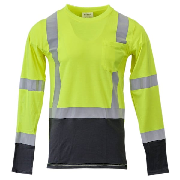 Jj Keller Hi-Vis Long Sleeve T-Shirt, ANSI Class 3, Moisture-Wicking, Reflective, 2X-Large 77790 - main