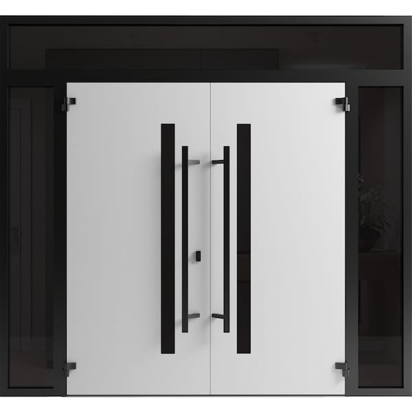 Vdomdoors Front Exterior Prehung Aluminum Double Doors Ronex0162 Red Oak 2 Sidelights and Top Transom RONEX0162DEXD-RED-W12+72+12xH96+16-LH-O - main
