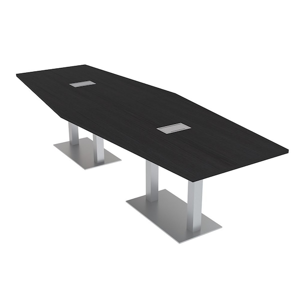 Skutchi Designs Hexagon Conference Table With Power, 48 in W, 144 in L, Black HAR-HEX.IR-48X144-DOU-U999ST19-ESIL - main