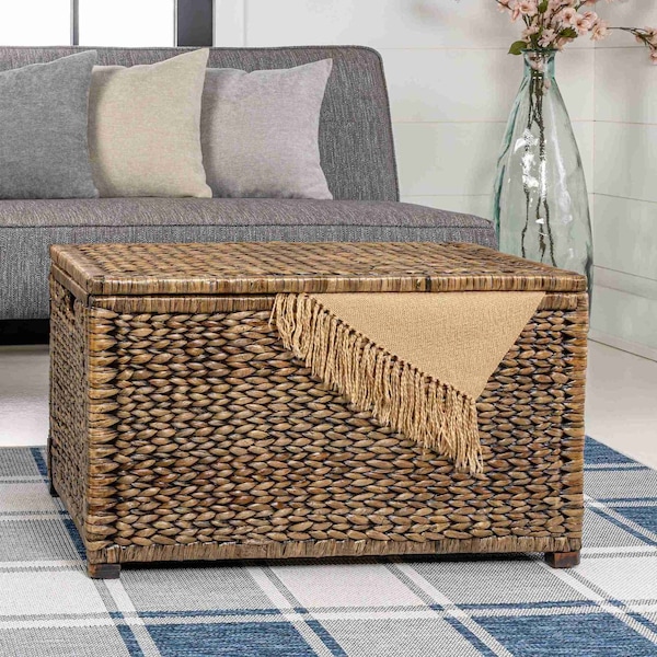 Happimess Anada 30in Hand-Woven Wicker Weave Storage Trunk, Brown Wash HPM9005B - main