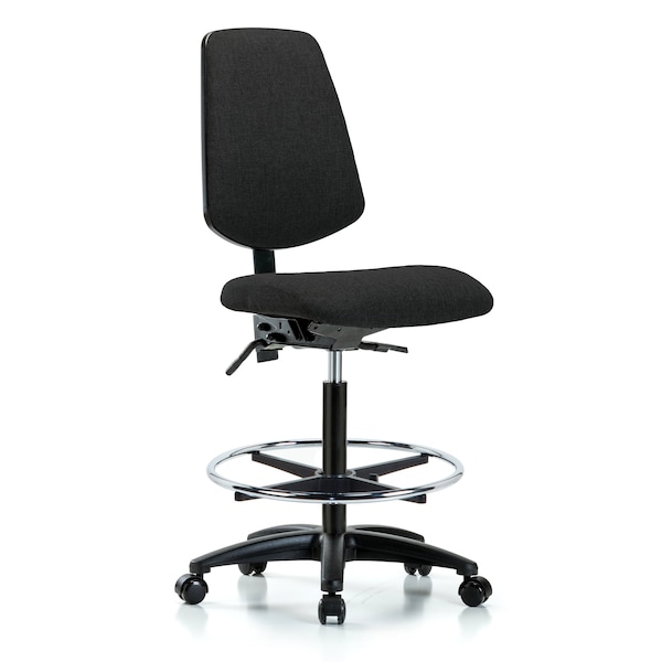 Blue Ridge Ergonomics Fab Hi Bench Chair, Med, Bk, CF, Cast, Blk, No Arms, 26" to 35-1/2" Height, Black BR-FHBCH-MB-RG-T1-A0-CF-RC-F42 - main