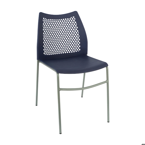 Flash Furniture HERCULES Navy Stack Chair with Air-Vent Back, Non-Sled Base and Gray Powder Coated Metal Frame RUT-NC498-NV-GG - main