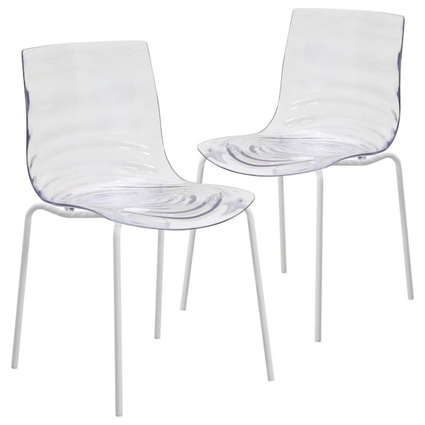 Leisuremod Astor Plastic Dining Chair with White Steel Base in Clear, 2PK ACW-20CL2 - main
