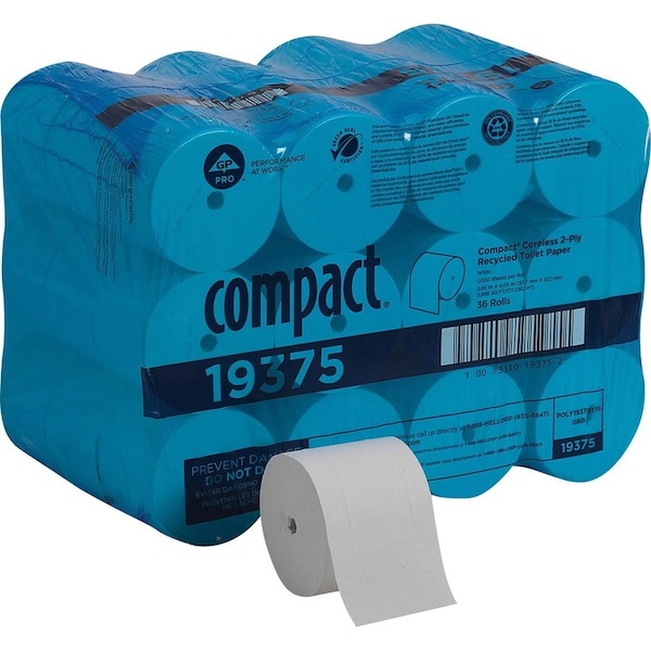 Georgia-Pacific Compact Toilet Paper, 2 Ply, 1,000 Sheets, 333 ft L, Coreless, PK36 19375 - main