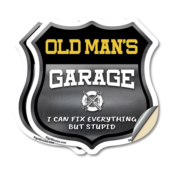 Signmission Old Man's Garage I Can Fix Everything But Stupid, 12 inch X 12 inch, Vinyl Decal, 2PK SHI-D-2PACK-12-490-OLD MAN - main