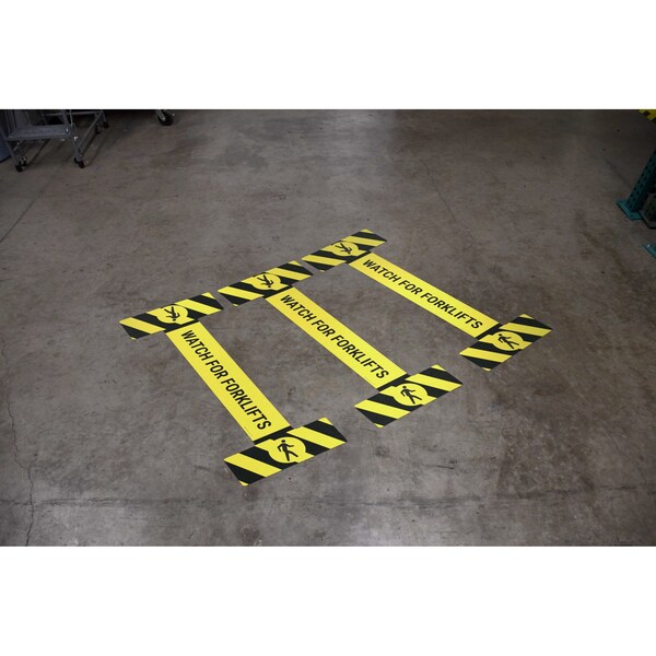 Creative Safety Supply Floor Sign Crosswalk Kit - Watch for Forklifts with Icon/Hazard Lines, 48in x 18in FS40101-48 - main