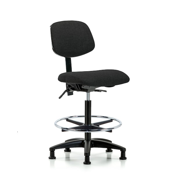 Blue Ridge Ergonomics Chair, Fabric, Hi Bench, CF Glides, Blk, No Arms, 26" to 35-1/2" Height, Black BR-FHBCH-RG-T0-A0-CF-RG-F42 - main