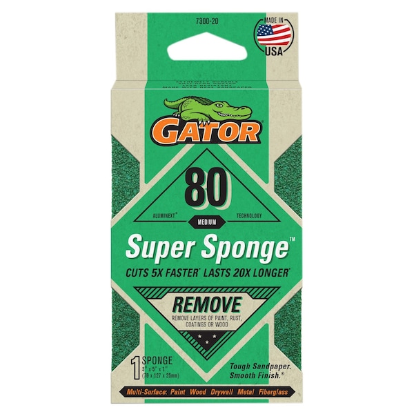Gator Finishing AlumiNext Sandpaper Remove Super Sponge, 80 Medium Grit 7300 - main