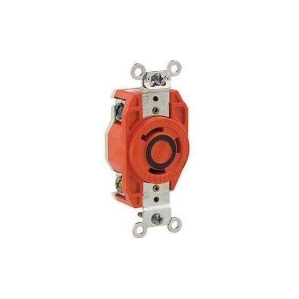 Leviton Locking Receptacle, L9-30R, 30 A, 600V AC, 2 Pole, Flush Mount, Screw Terminals, Orange 2650-IG - main