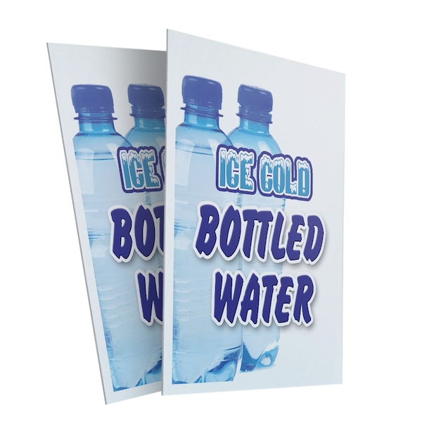 Signmission Ice Cold Bottled Water, Plastic Signs Only 24 Inch x 36 Inch, Corrugated Plastic, 2PK CSB-2436-2PACK-Ice Cold Bottled Water - main