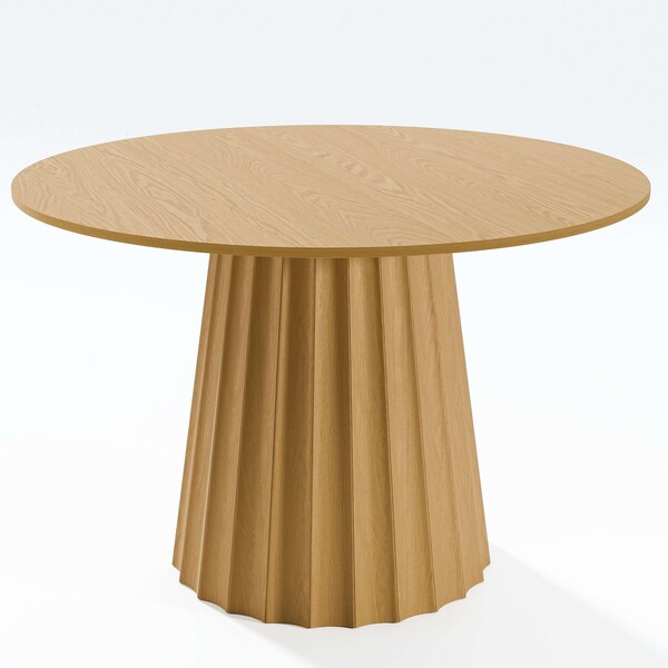 Homeroots 46" Brown Solid Wood Pedestal Base Round Top Dining Table 721018 - main