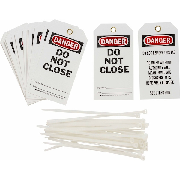 Brady Danger Tag DO NOT CLOSE Polyester 5.75 H x 3 W BK/RD/WH 25/PK, 25PK 76173 - main