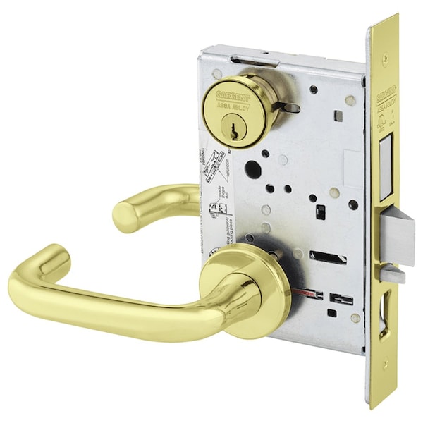 Sargent Grade 1 Apartment Corridor Door Mortise Lock, J - Lever, LN - Rose, Bright Brass 8243 LNJ 3 - main