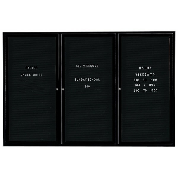 Aarco Enclosed Letter Board Directory w/ Bronze Anodized Aluminum Frame, 48''Hx72''W, 3 Doors ADC4872-3BA - main