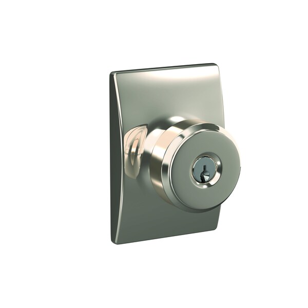 Schlage Residential Bowery Knob with Century Rose Keyed Entry Lock C Keyway with 16211 Latch and 10063 Strike F51ABWE618CEN - main