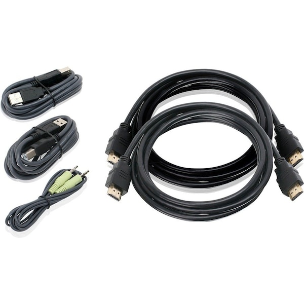 Iogear 6ft Dual View HDMI, USB KVM Cable Kit with Audio (TAA) G2L8202UTAA3 - main