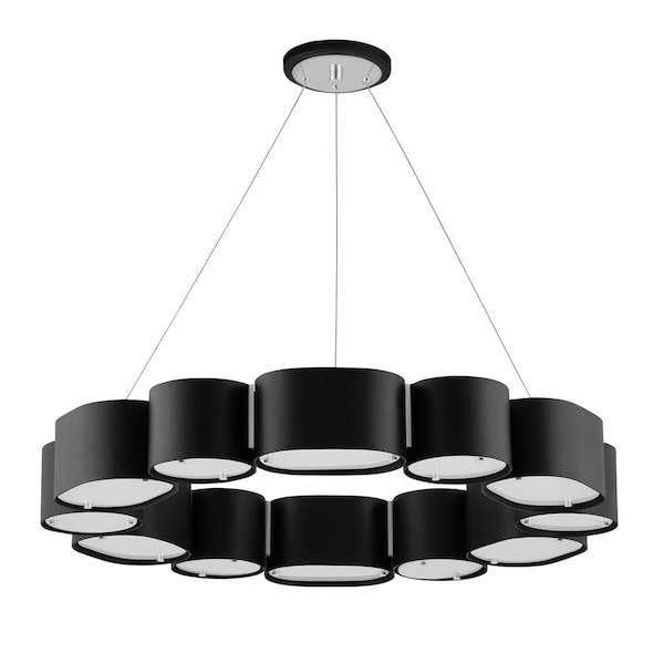 Corbett Lighting Opal 12 Light Chandelier 30 In. Soft Black With Stainless Steel 393-30-SBK/SS - main