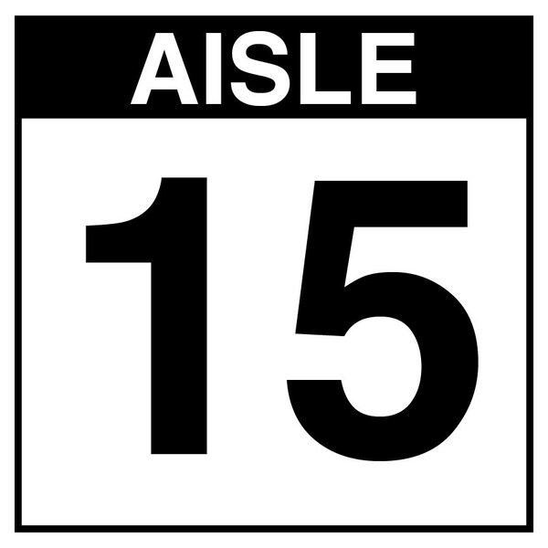 5S Supplies Warehouse Aisle 15 Sign - 24in x 24in - SINGLE - NONE - PVC AISLE15-24X24-SINGLE-NONE - main