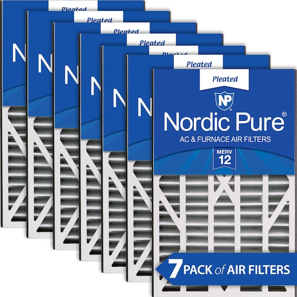 Nordic Pure 16x25x3 Pleated Air Filter, High Capacity, Electrostatically Charged Synthetic Media, MERV 12, 7 PK 16x25x3ABM12-7 - main