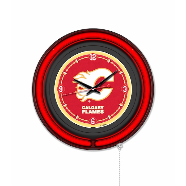 Holland Bar Stool Calgary Flames 15 Double Neon Wall Clock Clk15BK - main