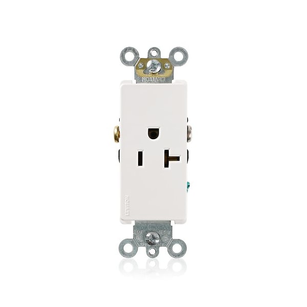 Leviton PlugsandReceptacles, 20A, 125VAC, Wht, Nylon 16351-W - main