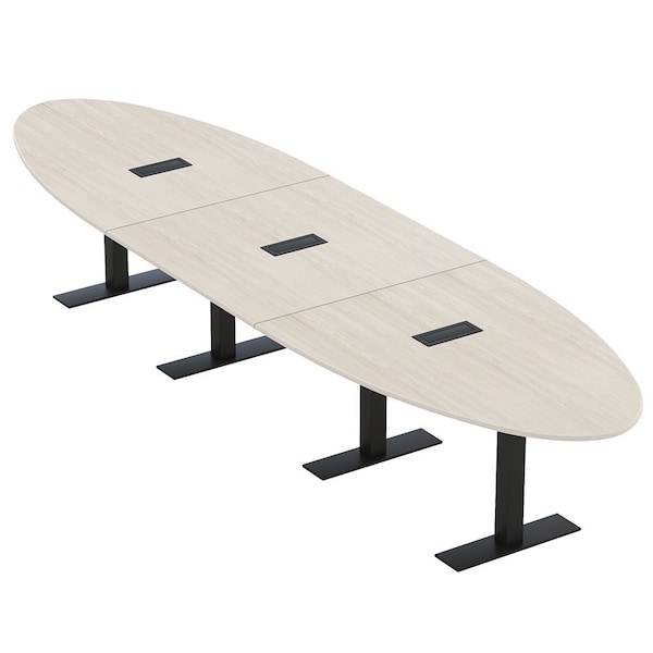 Skutchi Designs 14 Person Conference Table With Power Unit | 16' Oval Table | Harmony Series HAR-OVL-48X192-T.BK-K458-EBLK - main
